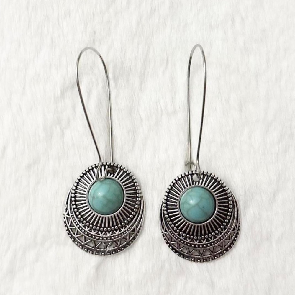 5/$15 🩷 MUST BUNDLE Silver-Tone Turquoise Drop Earrings